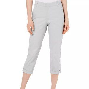 Style & Co Eyelet-Trim Capri Pants Light Gray (Misty Harbor) High Rise Size 16